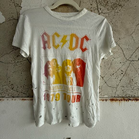 ACDC Highway to Hell 1979 Tour Vintage Wash Splatter Paint Distressed Tee Chaser - Picture 1 of 7